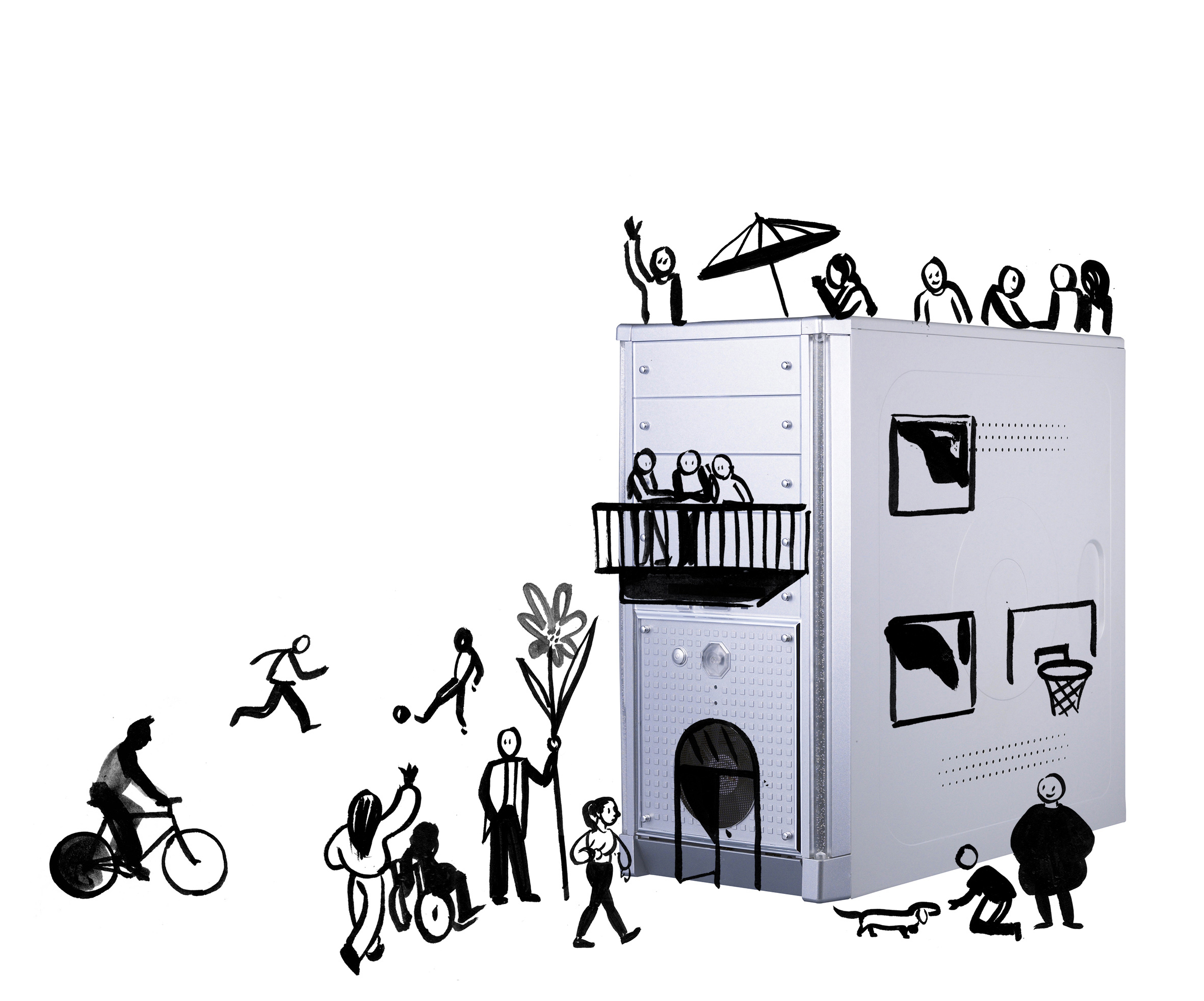 Computer tower (CPU) with work path for easy background removal.