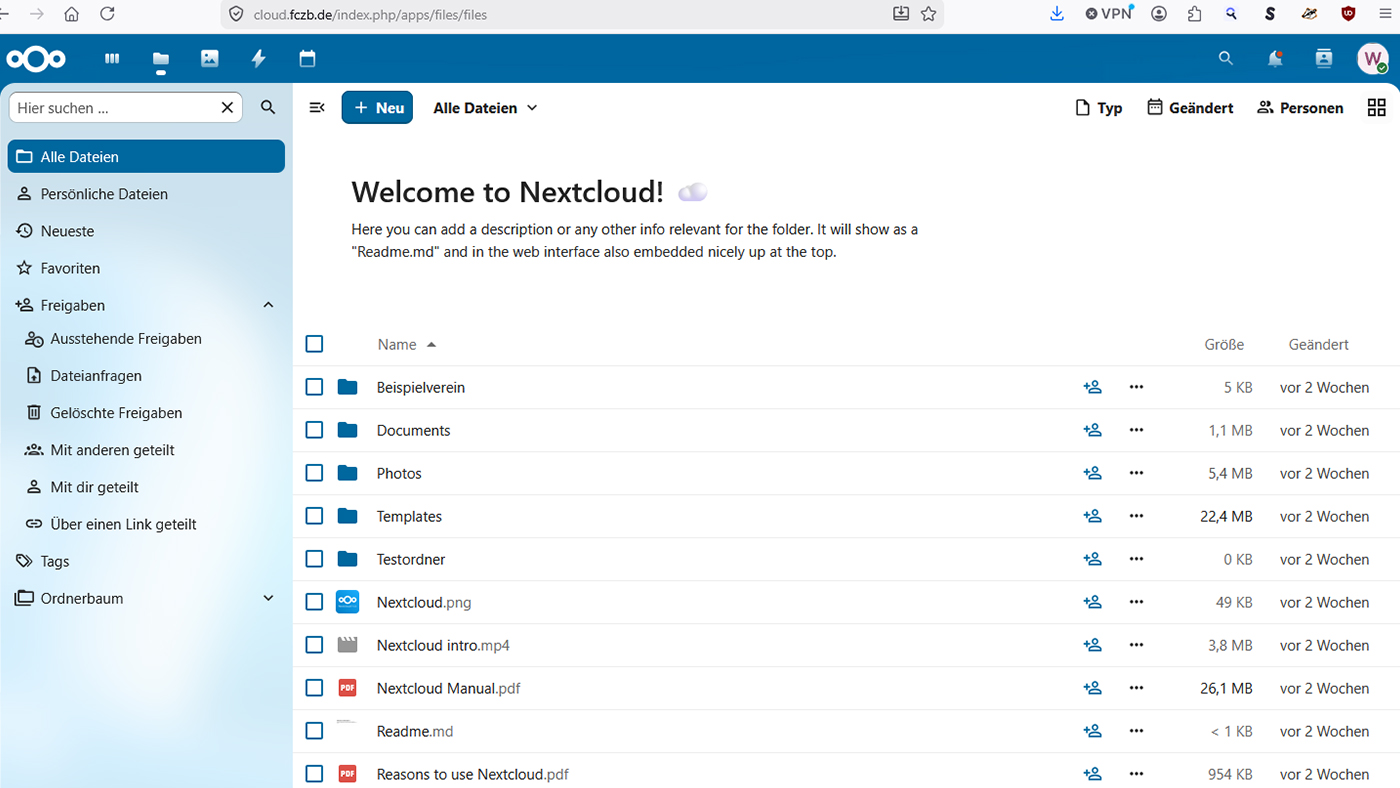Blick in die Nextcloud: So sieht die Open Source Plattform für digitale Zusammenarbeit aus (Screenshot). Blick in die Nextcloud: So sieht die Open Source Plattform für digitale Zusammenarbeit aus (Screenshot).