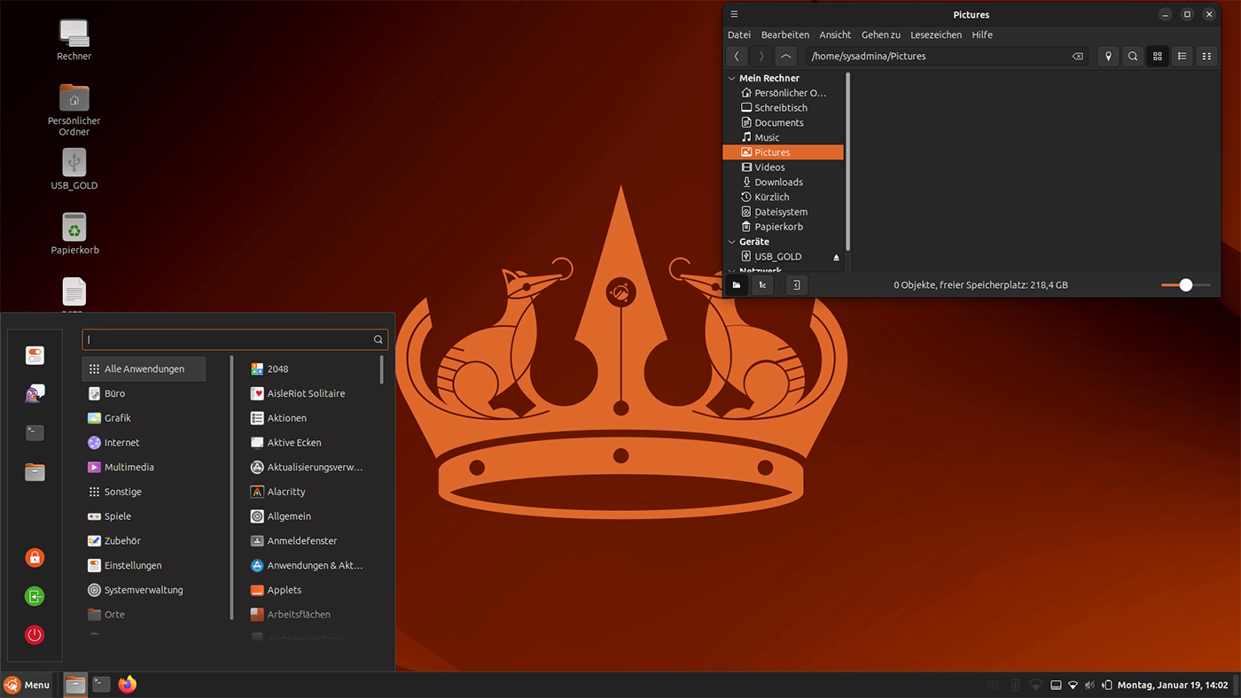 Die grafische Oberfläche von Linux sieht auch für Windows-Nutzer*innen überraschend vertraut aus. (Screenshot: Ubuntu Cinnamon) Die grafische Oberfläche von Linux sieht auch für Windows-Nutzer*innen überraschend vertraut aus. (Screenshot: Ubuntu Cinnamon)